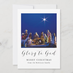 Nativity Christmas  Scene Glory to God Holiday Card
