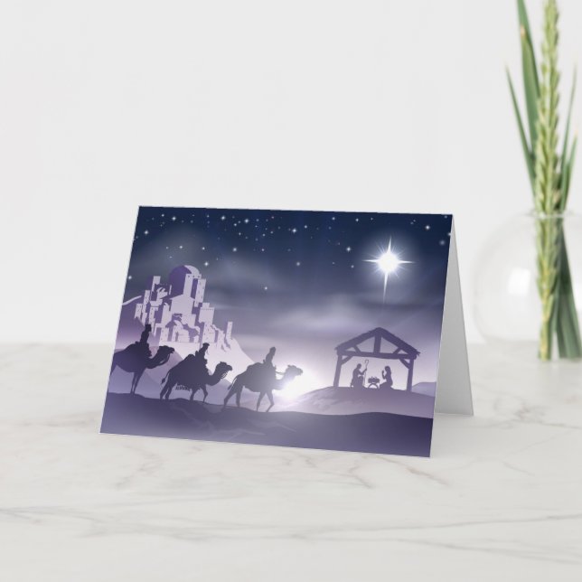 Nativity Christmas Scene Holiday Card (Front)