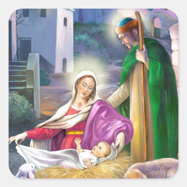 Nativity Christmas Square Sticker (Front)