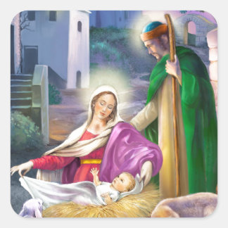 Nativity Christmas Square Sticker