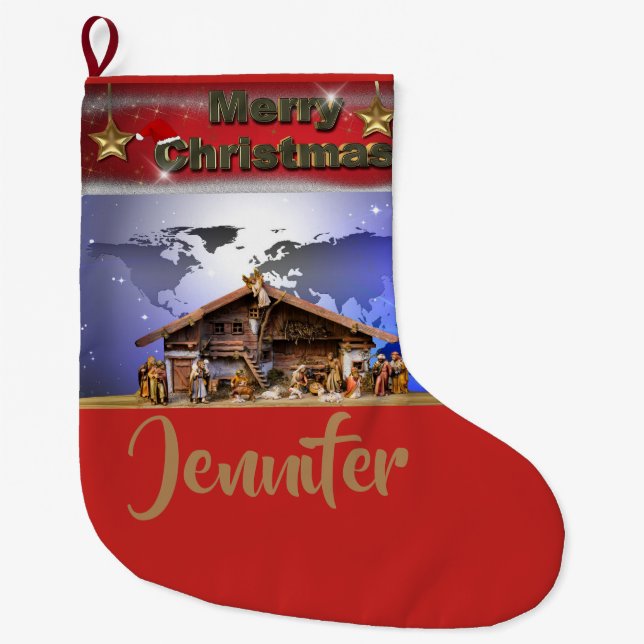 Nativity Christmas Stocking (12" x 20") (Front)