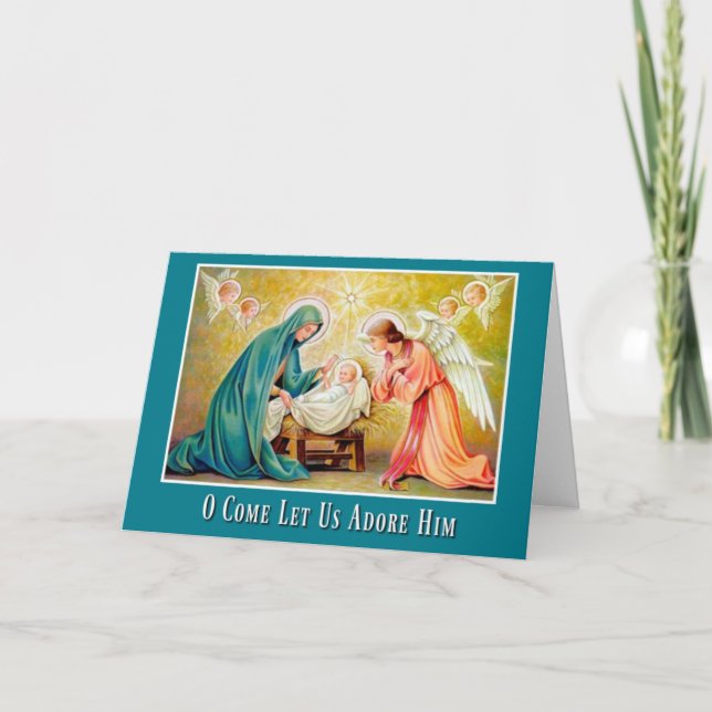 Nativity Christmas Virgin Mary Jesus Angel Holiday Card (Front)