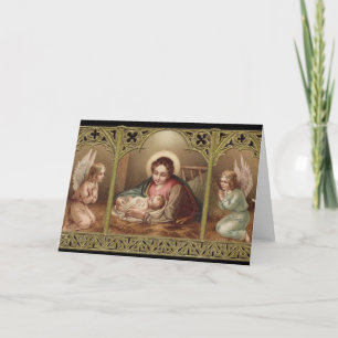 Nativity Christmas Virgin Mary Jesus Angels Holiday Card