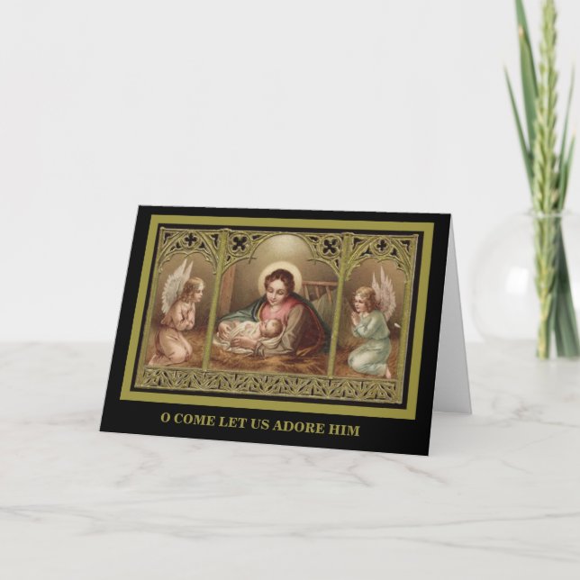Nativity Christmas Virgin Mary Jesus Angels Holiday Card (Front)