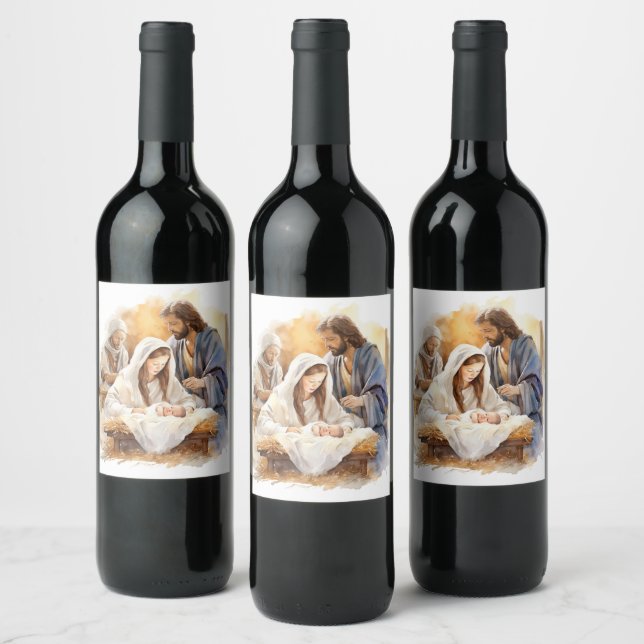 Nativity Christmas   Wine Label (Bottles)