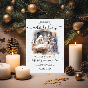 Nativity Christmas with baby Jesus, Mary & Joseph Invitation