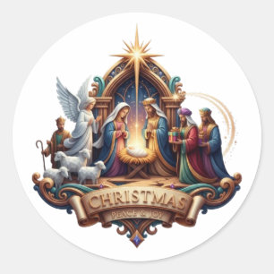 NATIVITY CLASSIC ROUND STICKER