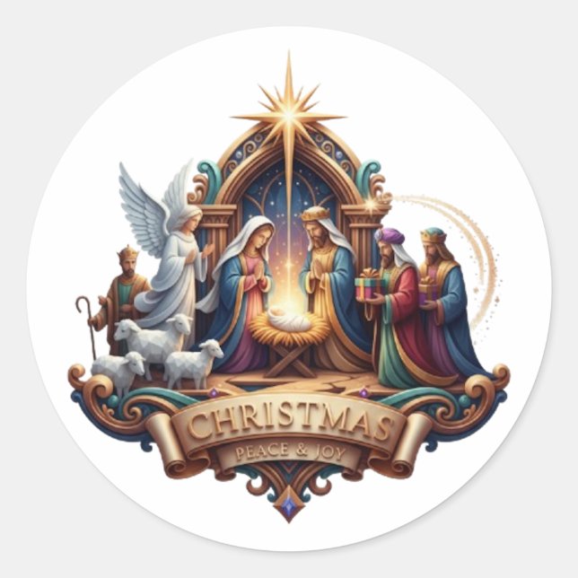 NATIVITY CLASSIC ROUND STICKER (Front)
