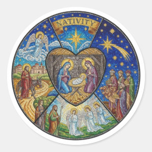 NATIVITY CLASSIC ROUND STICKER