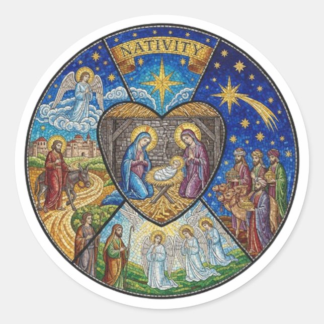 NATIVITY CLASSIC ROUND STICKER (Front)
