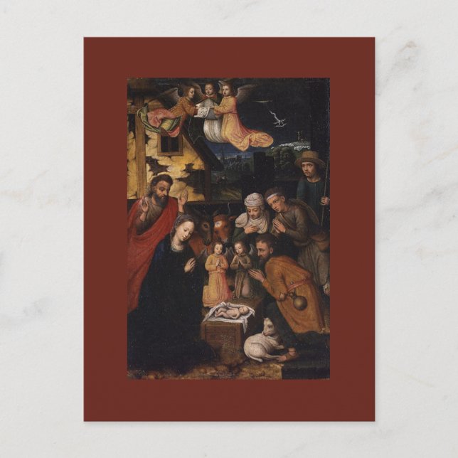 Nativity Crib Adoration of The Shepherds Christmas Holiday Postcard (Front)