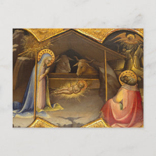 Nativity Crib Blessed Virgin Mary Infant Jesus Holiday Postcard
