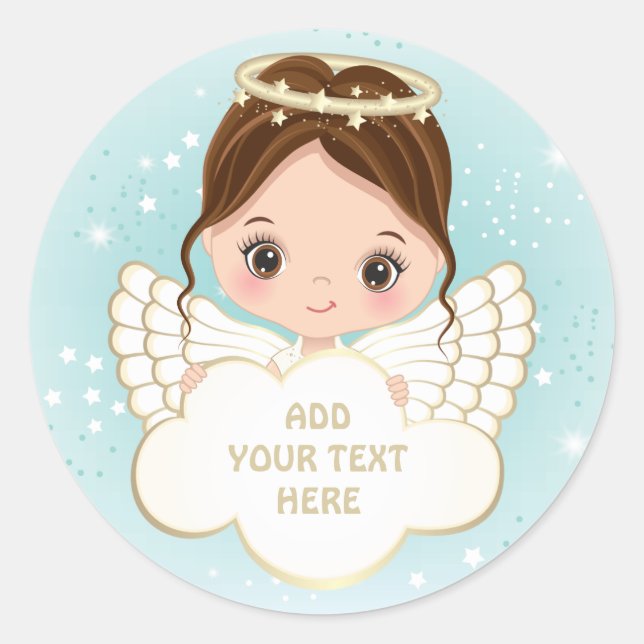 Nativity Cute Angel Holding Cloud Sticker (Front)