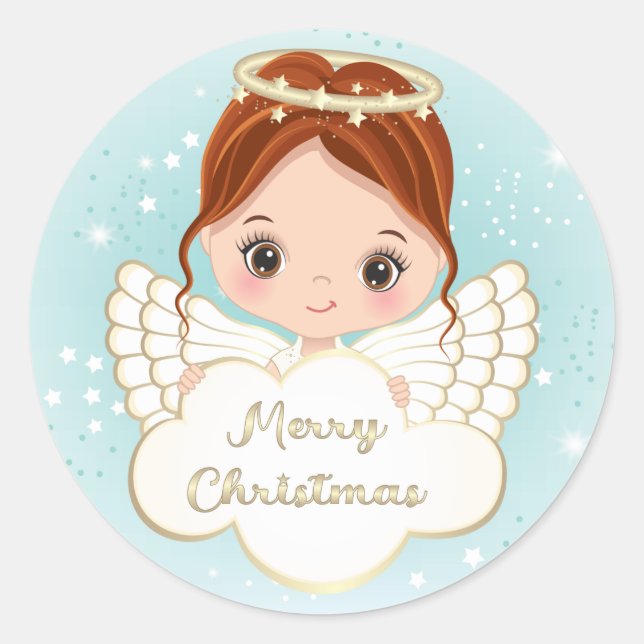 Nativity Cute Angel Holding Cloud Sticker (Front)