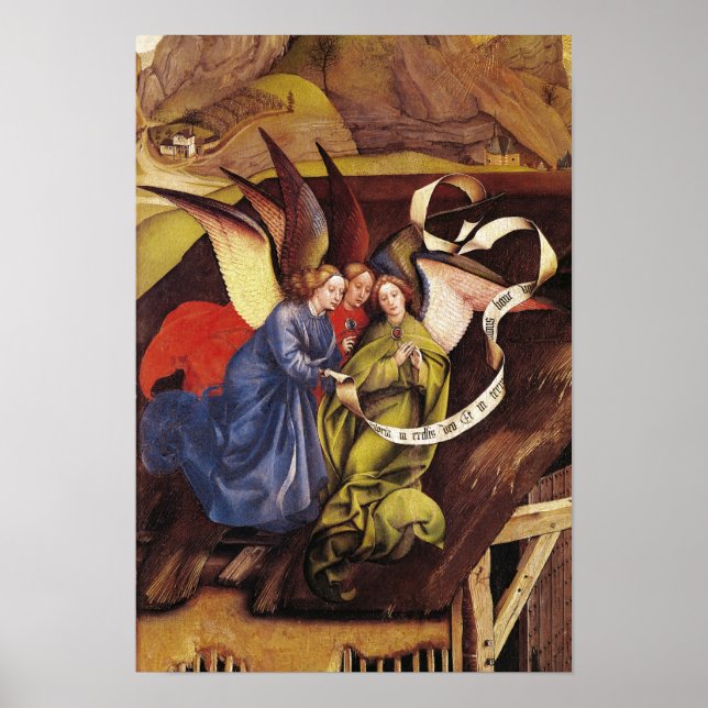 Nativity, detail of three angels, c.1425 poster (Front)