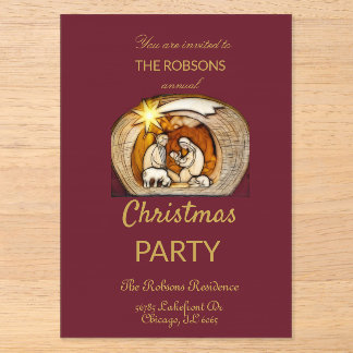 Nativity Family Christmas Party Acrylic Invitation