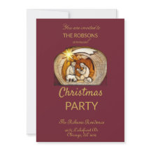 Nativity Family Christmas Party Flat Invitation