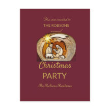 Nativity Family Christmas Party Postcard Invite
