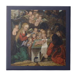 Nativity Featuring Cherubs Ceramic Tile