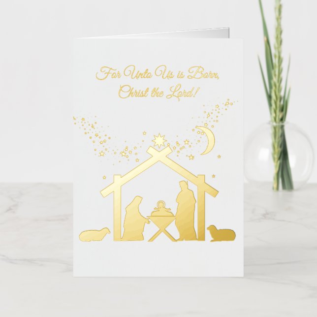 Nativity Gold Foil Foil Holiday Card (Front)