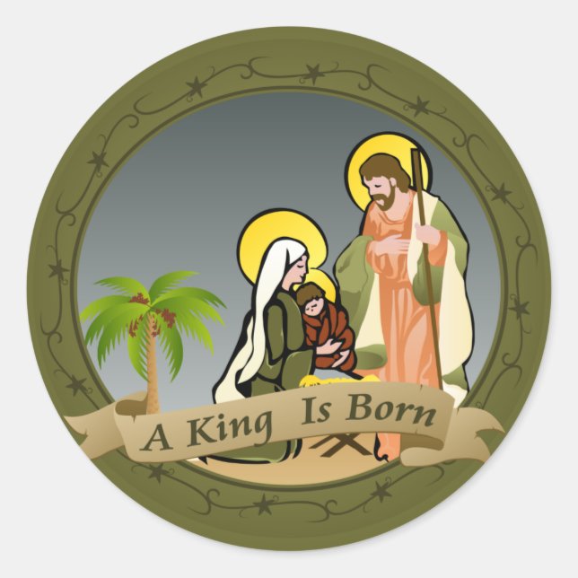 Nativity (Green) | Christmas Stickers (Front)