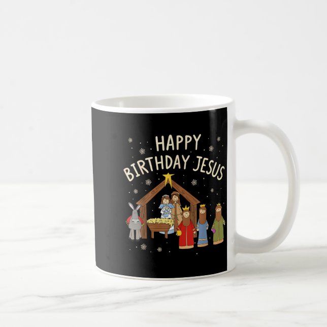 Nativity Happy Birthday Jesus Christmas Christian  Coffee Mug (Right)