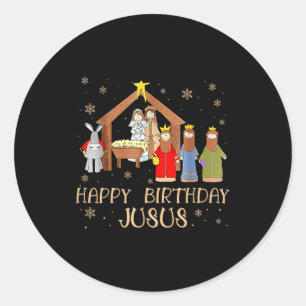 Nativity Happy Birthday Jesus Christmas Nativity C Classic Round Sticker