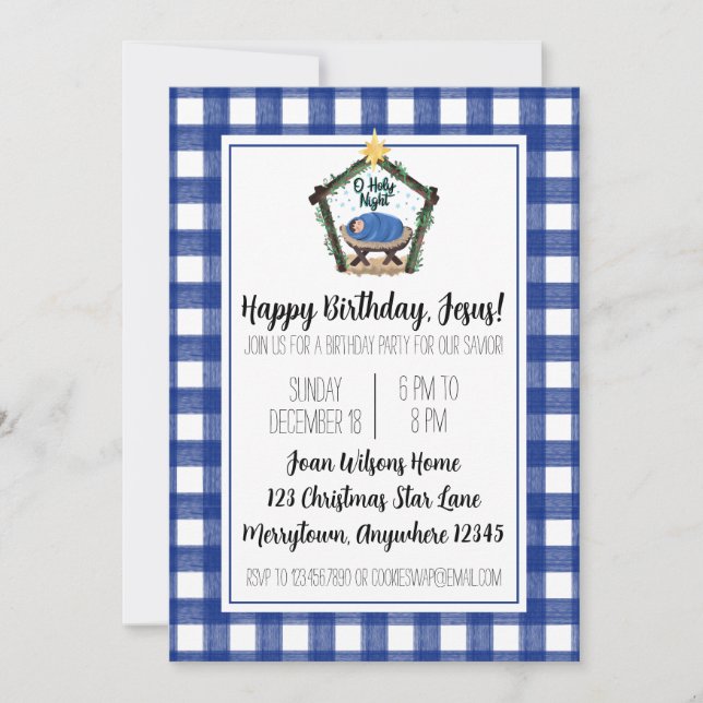 Nativity Happy Birthday Jesus Christmas Party Thank You Card (Front)