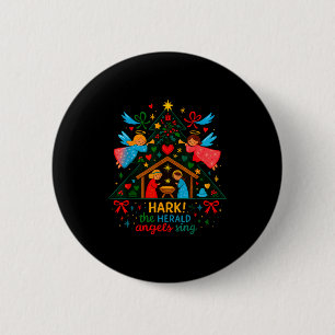 Nativity Hark The Herald Angels Sing Cute Christma 6 Cm Round Badge