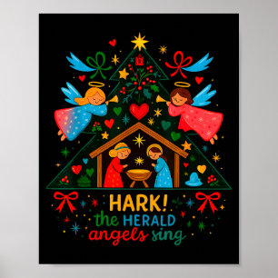Nativity Hark The Herald Angels Sing Cute Christma Poster