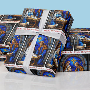 Nativity Holy Family Add Your Text Christmas Gift Wrapping Paper