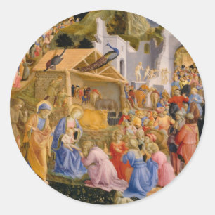Nativity in Bethlehem Classic Round Sticker