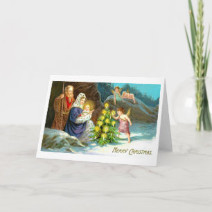 Nativity in the snow holiday card