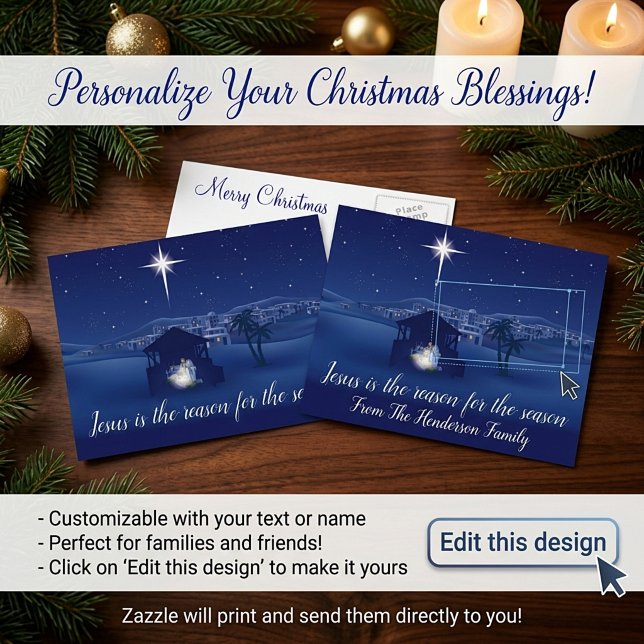 Nativity (Jesus is the reason) custom Postcard (Creator Uploaded)