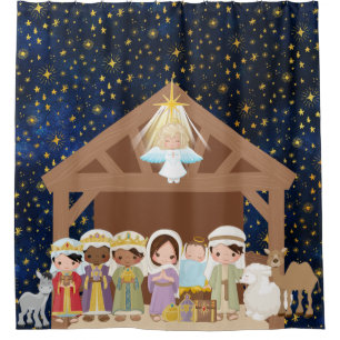 Nativity Jesus Manger Three Wise Men Shower Shower Curtain