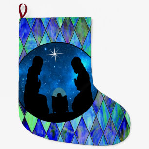Nativity large christmas stocking