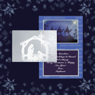 Nativity Lux Blue & Silver Christmas  Foil Card