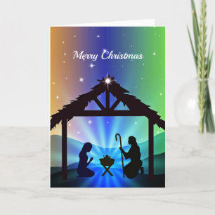 Nativity Manger Christmas Graphic Holiday Card