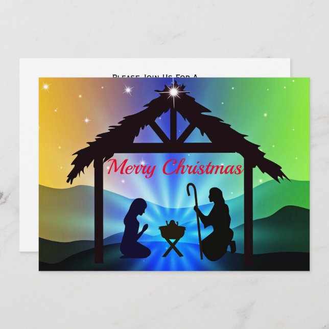 Nativity Manger Christmas Graphic Invitation (Front/Back)