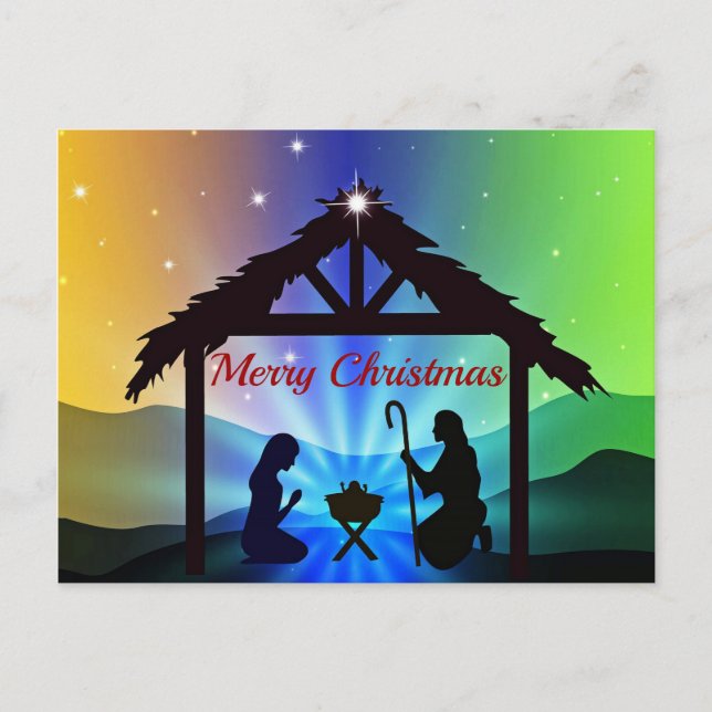 Nativity Manger Christmas Graphic Postcard (Front)
