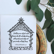 Nativity Manger Christmas with Custom Bible Verse