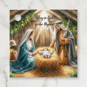Nativity Manger Scene Rustic Christmas Favour Tags
