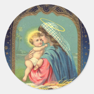 Nativity Mary Holding The Baby Jesus Classic Round Sticker