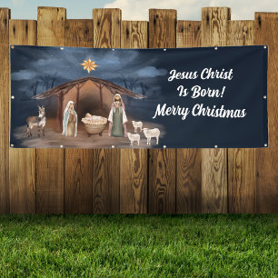 Nativity Merry Christmas Jesus Christian Church Banner