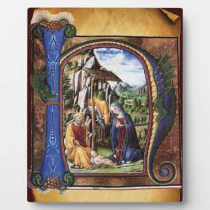 NATIVITY MONOGRAM CHRISTMAS PARCHMENT PLAQUE