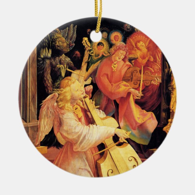 NATIVITY,MUSIC MAKING ANGELS - MAGIC OF CHRISTMAS CERAMIC ORNAMENT (Front)
