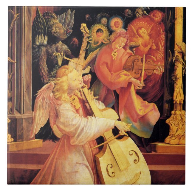 NATIVITY,MUSIC MAKING ANGELS ,MAGIC OF CHRISTMAS  CERAMIC TILE (Front)