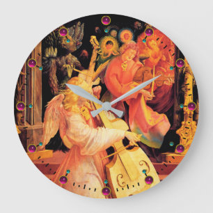 NATIVITY,MUSIC MAKING ANGELS - MAGIC OF CHRISTMAS LARGE CLOCK