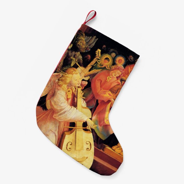 NATIVITY,MUSIC MAKING ANGELS - MAGIC OF CHRISTMAS SMALL CHRISTMAS STOCKING (Front (Hanging))