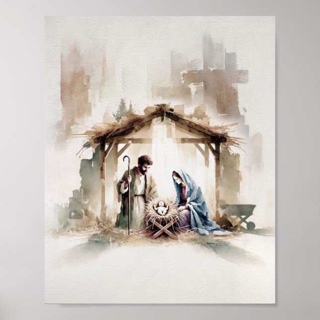 Nativity of Jesus - Minimalist Watercolor Poster (Front)